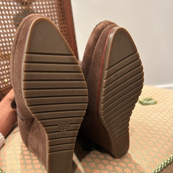 Brown suede stitched wedges booties - Picture 5 of 9